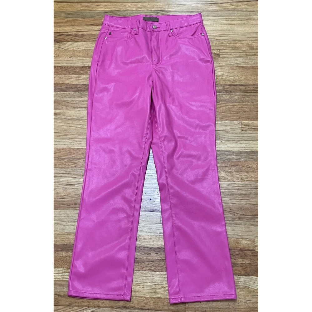 Judy Blue Women's Pants Ankle Straight Leg‎ Tummy Control Faux Leather 9|29 Pink